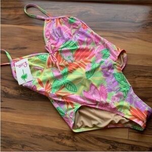 Lilly Pulitzer vintage Avery guava green 1 piece swimsuit 8